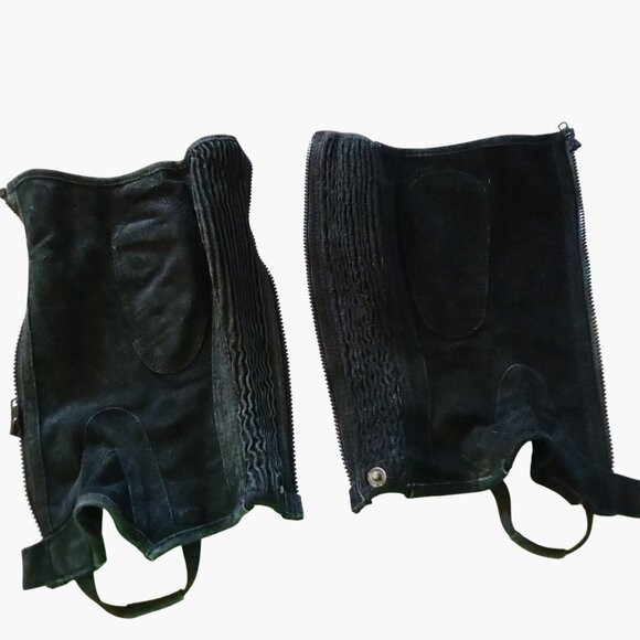 Shires Black Suede Child Large Riding Half Chaps Equestrian Gear Zipper Closure - Picture 4 of 7